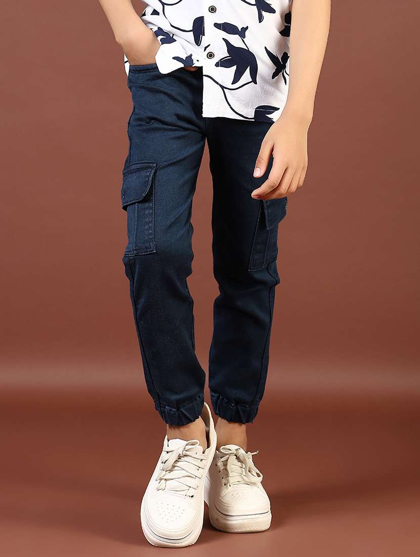 boys solid mid rise denim cargo - 21692701 -  Standard Image - 3