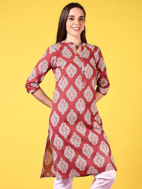 women mandarin neck printed straight kurta - 21692741 -  Standard Image - 0