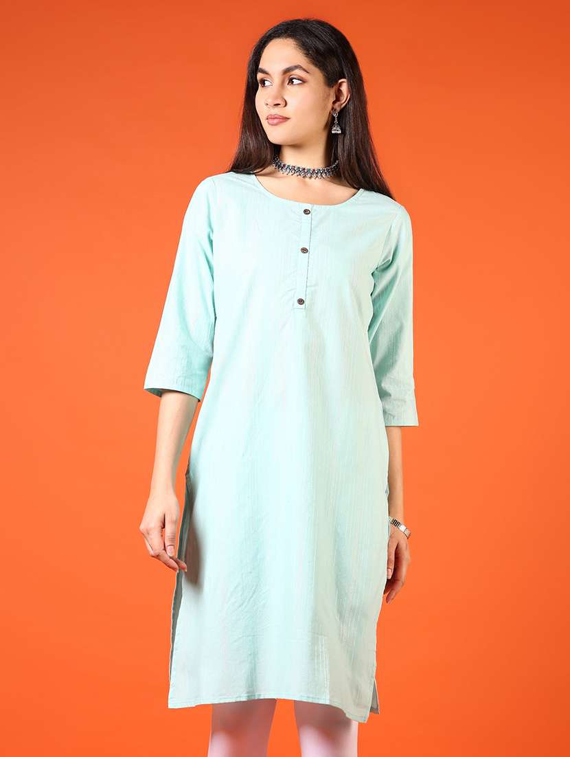 women three quarter sleeve straight kurta