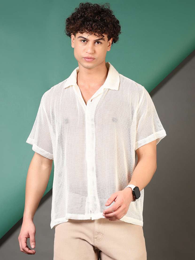 men self design short sleeve regular fit casual shirt - 21692778 - Zoom Image - 0