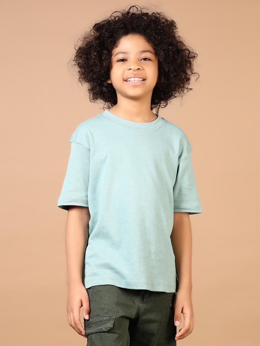boys light blue solid round neck t-shirt - 21692780 - Zoom Image - 0