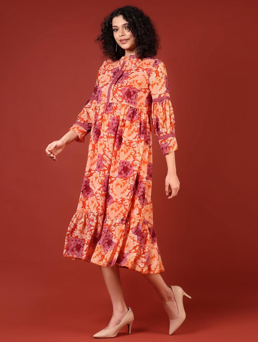 women floral print puff sleeve tiered dress - 21692853 - Standard Image - 3