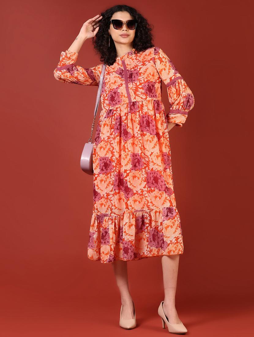 women floral print puff sleeve tiered dress - 21692853 - Standard Image - 5