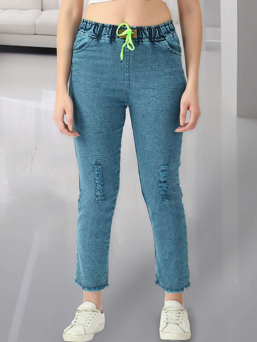 women solid mid rise slim fit jean