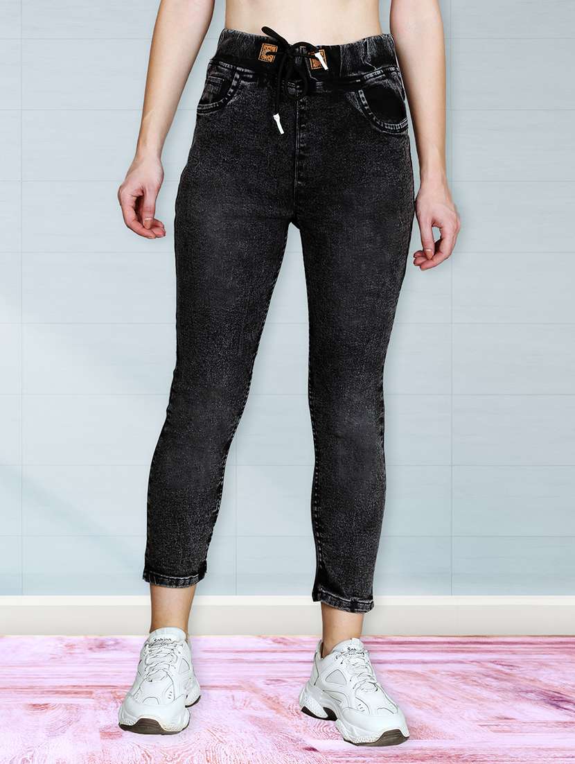 women solid high rise skinny fit jean