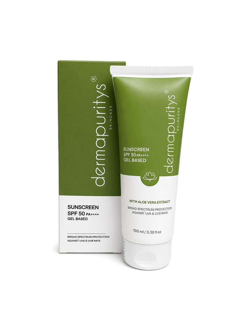 derma puritys sunscreen spf 50 gel based with aloe vera extract