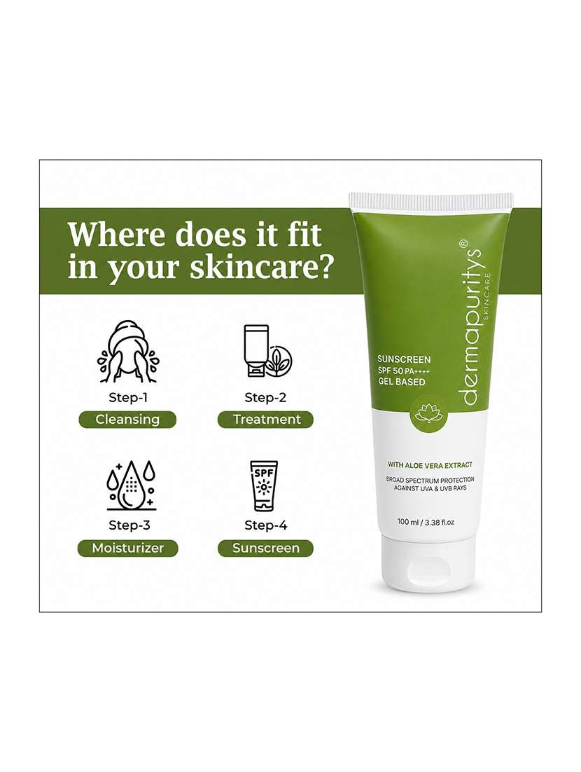 derma puritys sunscreen spf 50 gel based with aloe vera extract - 21693215 -  Standard Image - 5