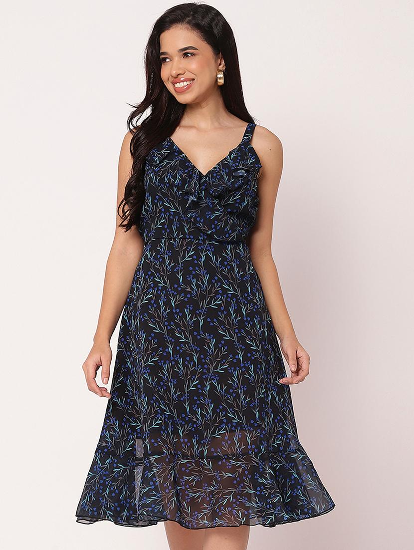 women printed shoulder strap tiered dress - 21693217 - Zoom Image - 0