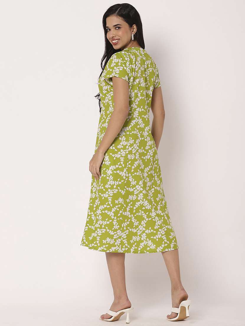 women printed short sleeves a-line dress - 21693219 -  Standard Image - 3