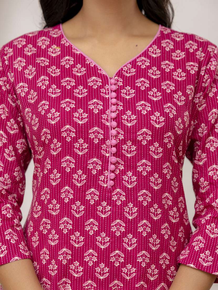 women three quarter sleeve straight kurta - 21693230 -  Standard Image - 5