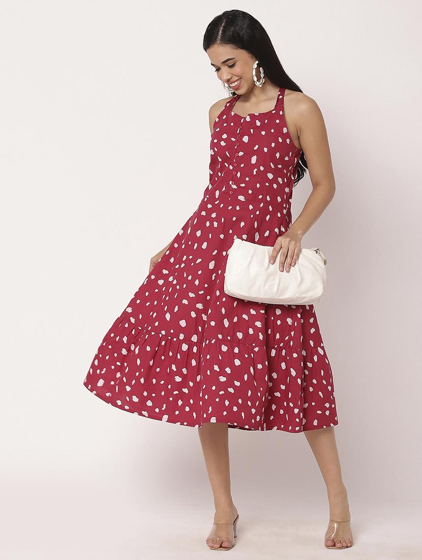 women printed halter neck tiered dress - 21693289 -  Zoom Image - 0