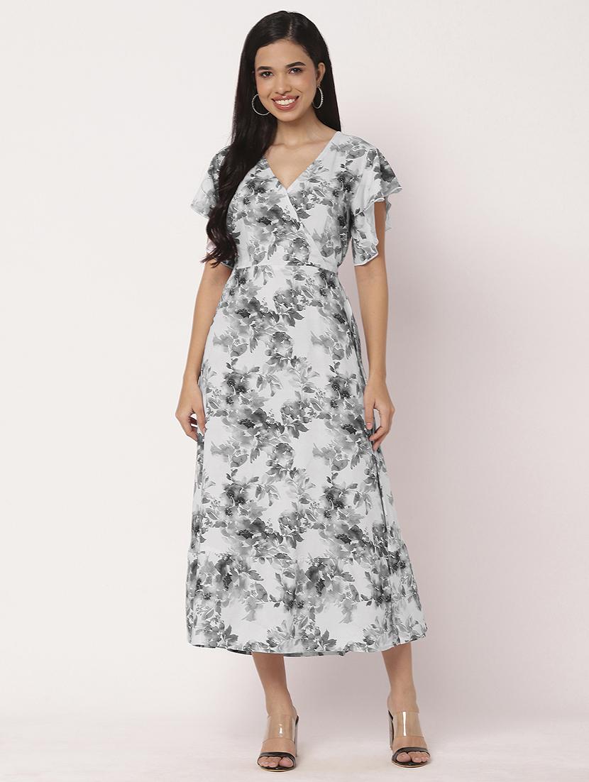 women printed ruffled sleeves tiered dress - 21693294 -  Zoom Image - 0