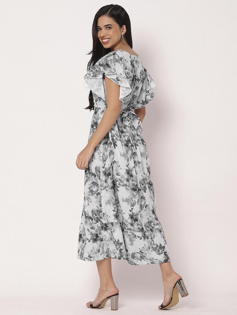 women printed ruffled sleeves tiered dress - 21693294 - Standard Image - 3