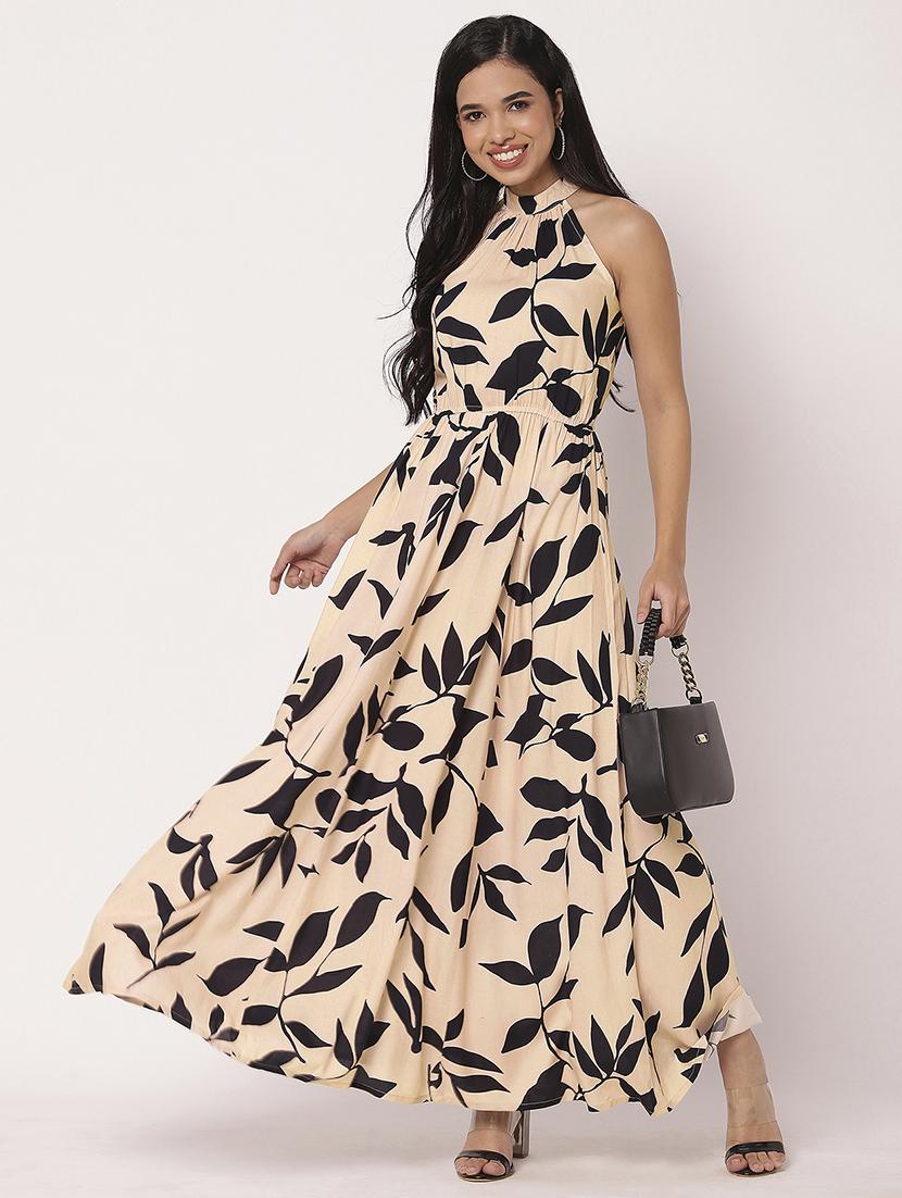 women printed halter neck sleeveless fit & flare dress - 21693299 -  Zoom Image - 0