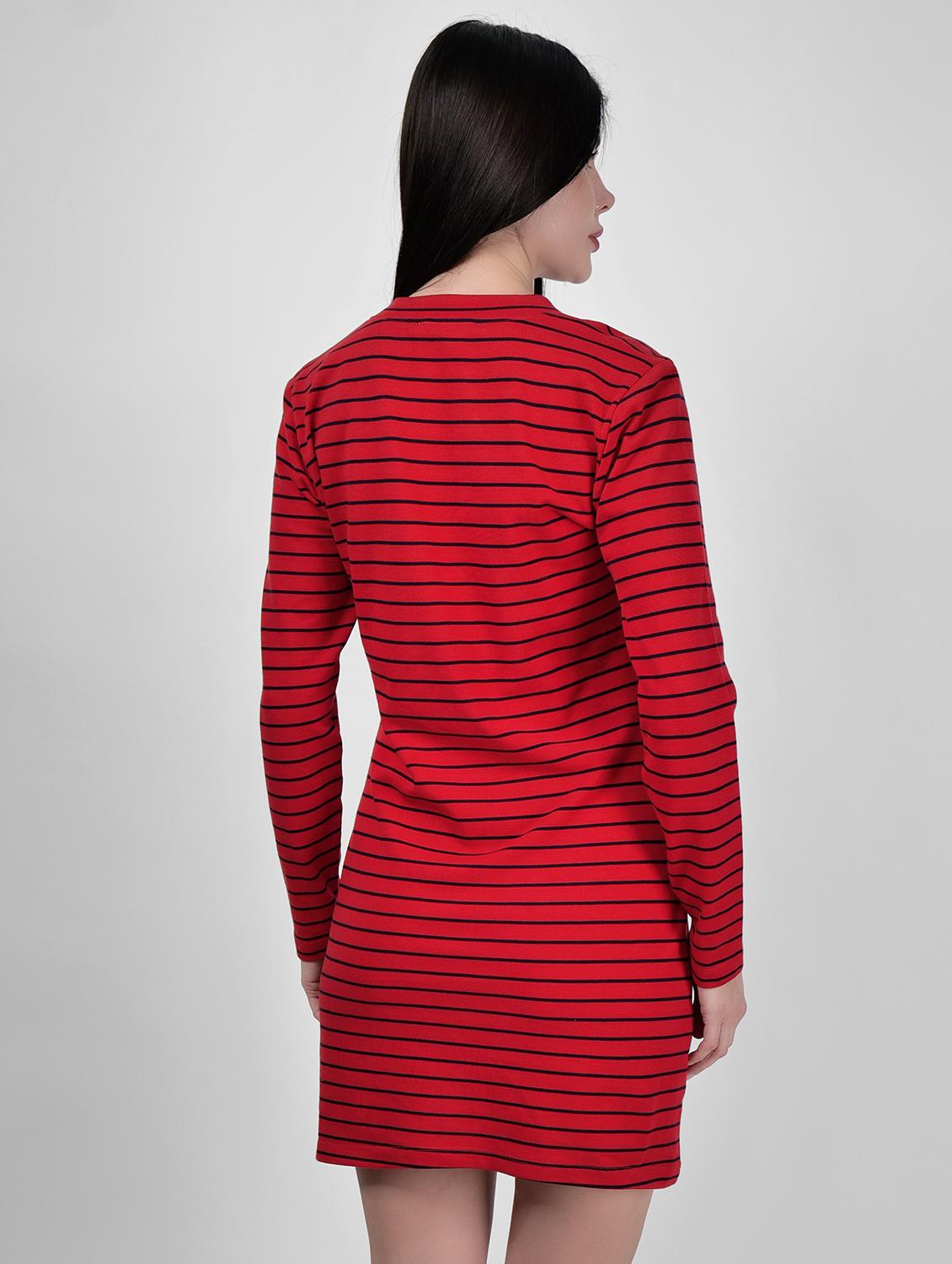 women round neck striped t-shirt dress - 21693314 - Standard Image - 3