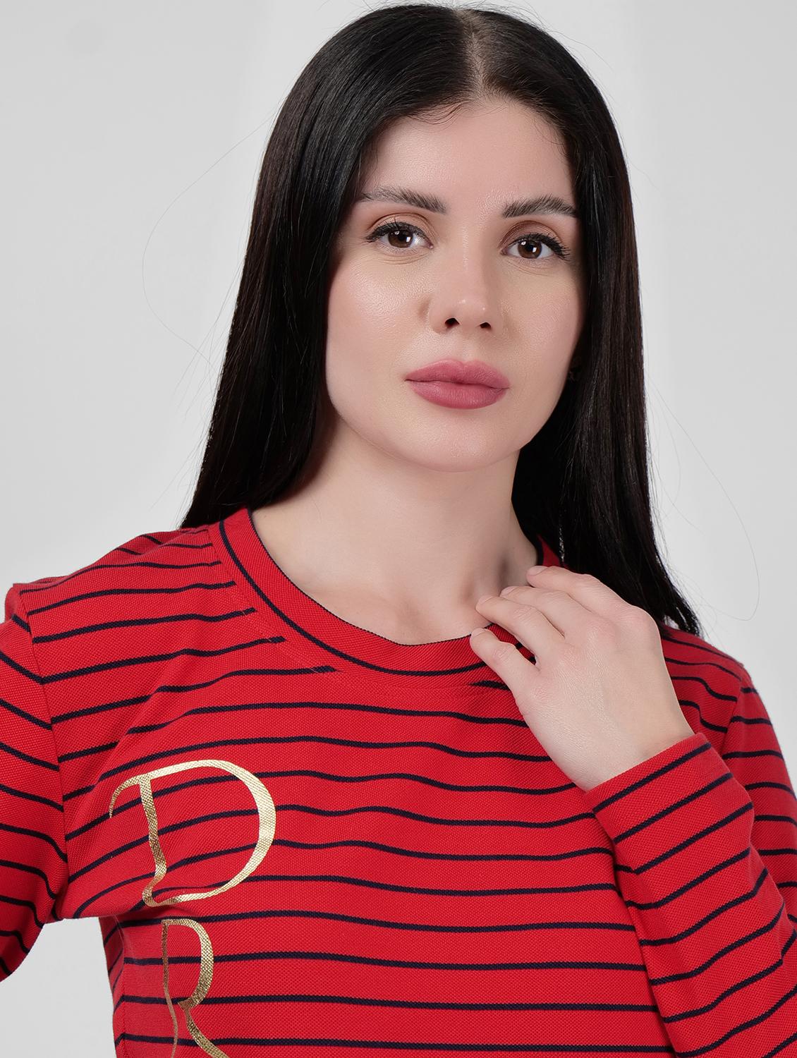 women round neck striped t-shirt dress - 21693314 - Standard Image - 5