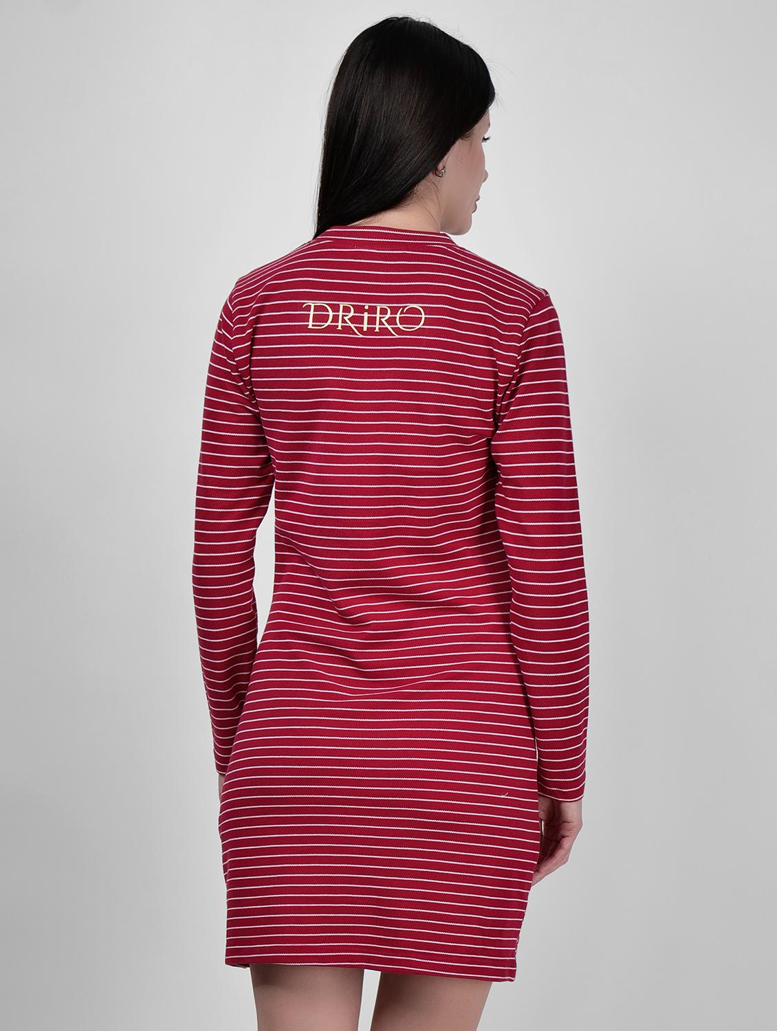 women round neck striped t-shirt dress - 21693315 - Standard Image - 3