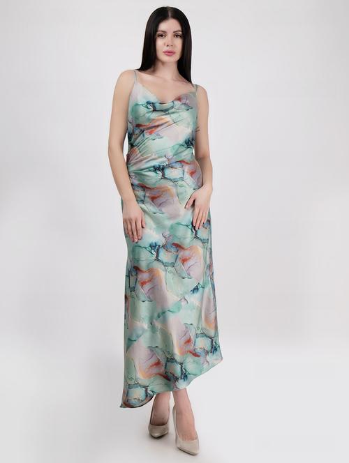 women cowl neck printed asymmetric dress - 21693319 - Standard Image - 0