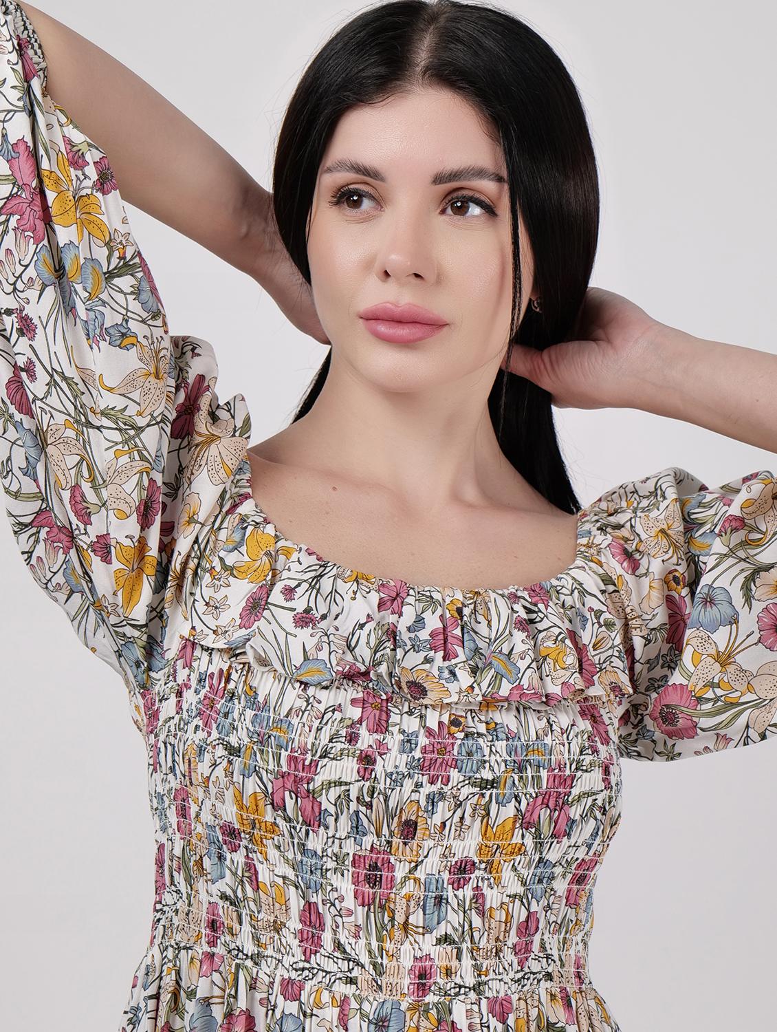 women square neck floral printed fit & flare dress - 21693321 - Standard Image - 5