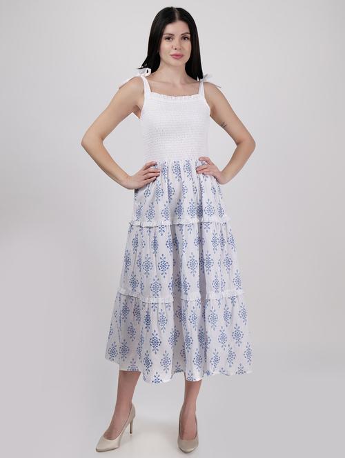 women tie up neck printed tiered dress - 21693330 -  Standard Image - 0