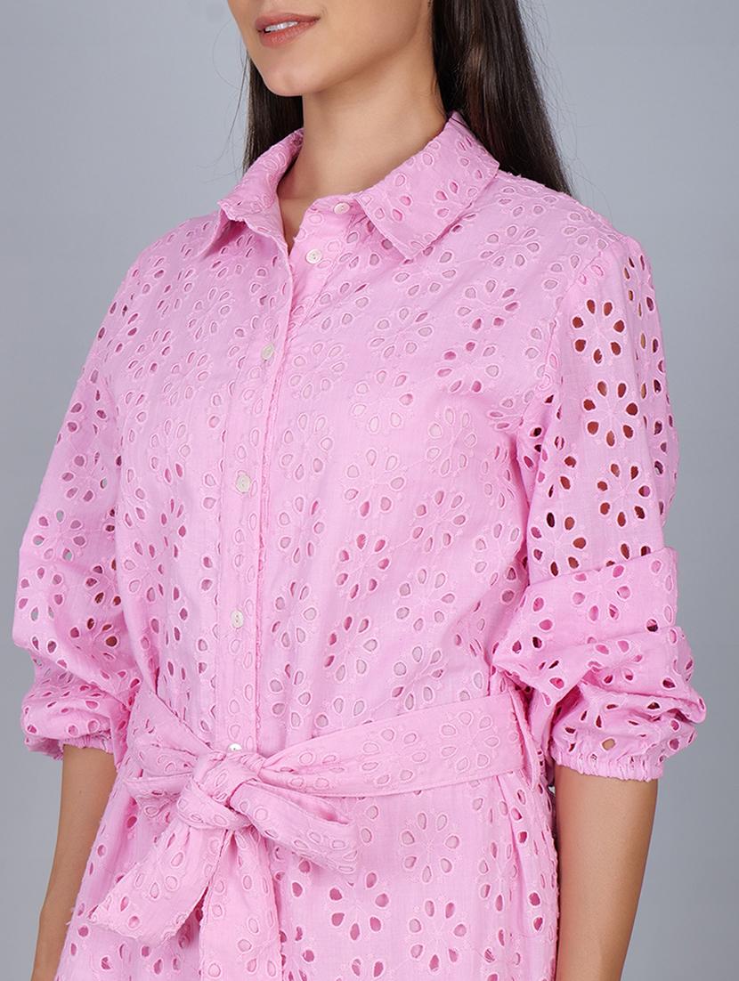 women shirt collar solid tiered dress - 21693338 - Standard Image - 5