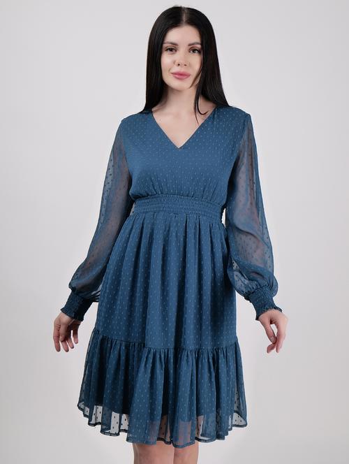 women v- neck solid tiered dress - 21693344 -  Standard Image - 0