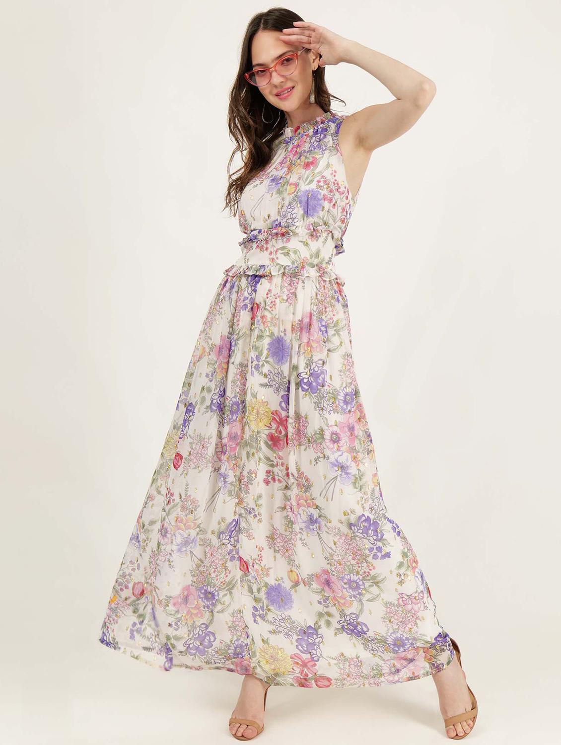 women halter neck floral printed a-line dress - 21693359 - Standard Image - 3