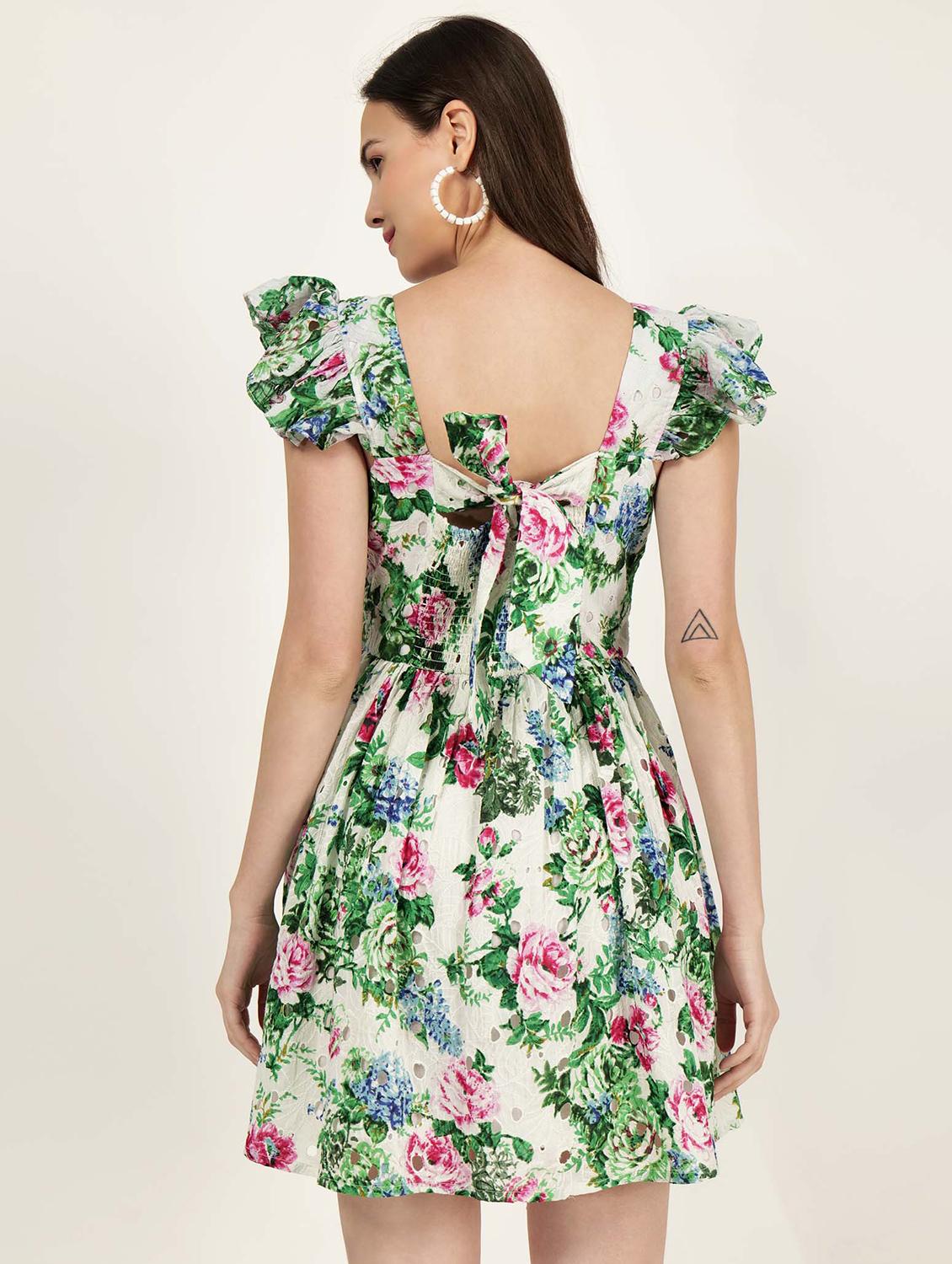 women square neck floral printed a-line dress - 21693363 - Standard Image - 3