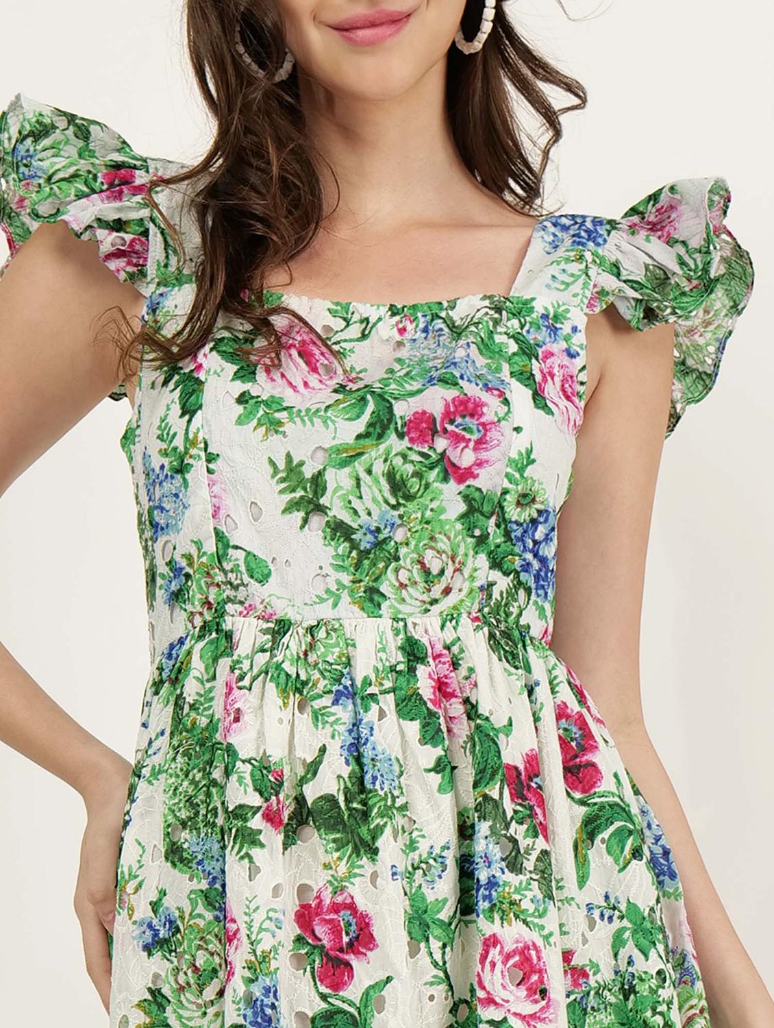 women square neck floral printed a-line dress - 21693363 - Standard Image - 5