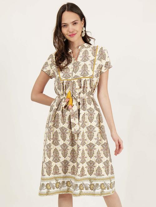 women printed short sleeve a-line ethnic dress - 21693372 - Standard Image - 0