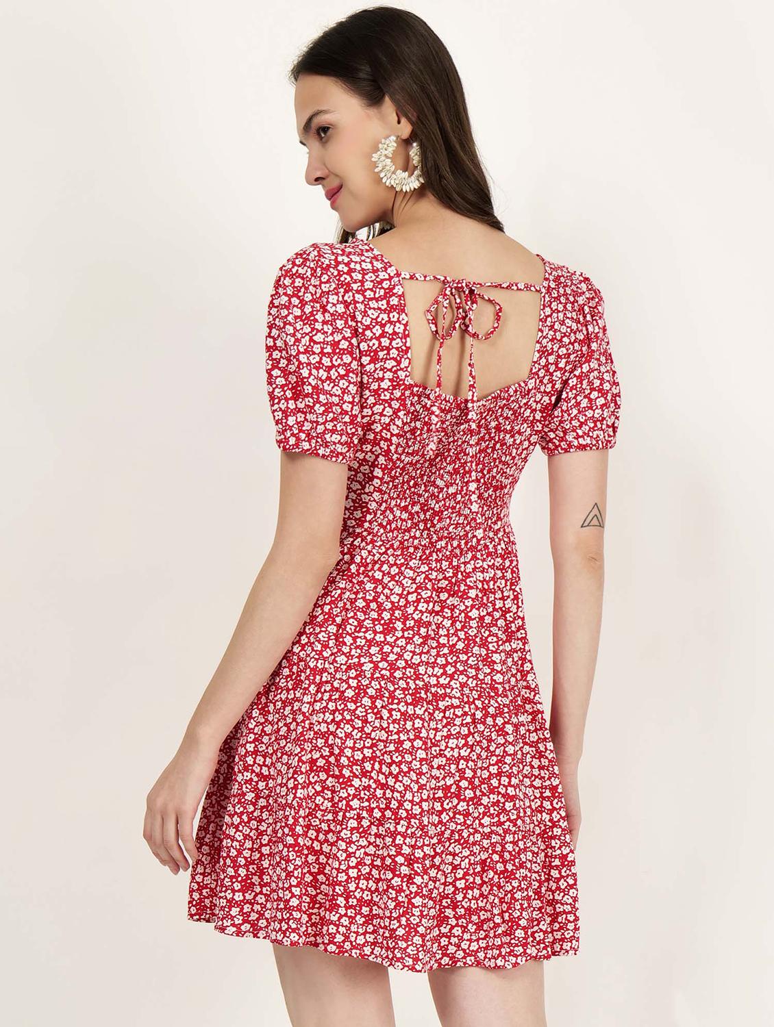 women printed puff sleeve tiered dress - 21693377 - Standard Image - 3