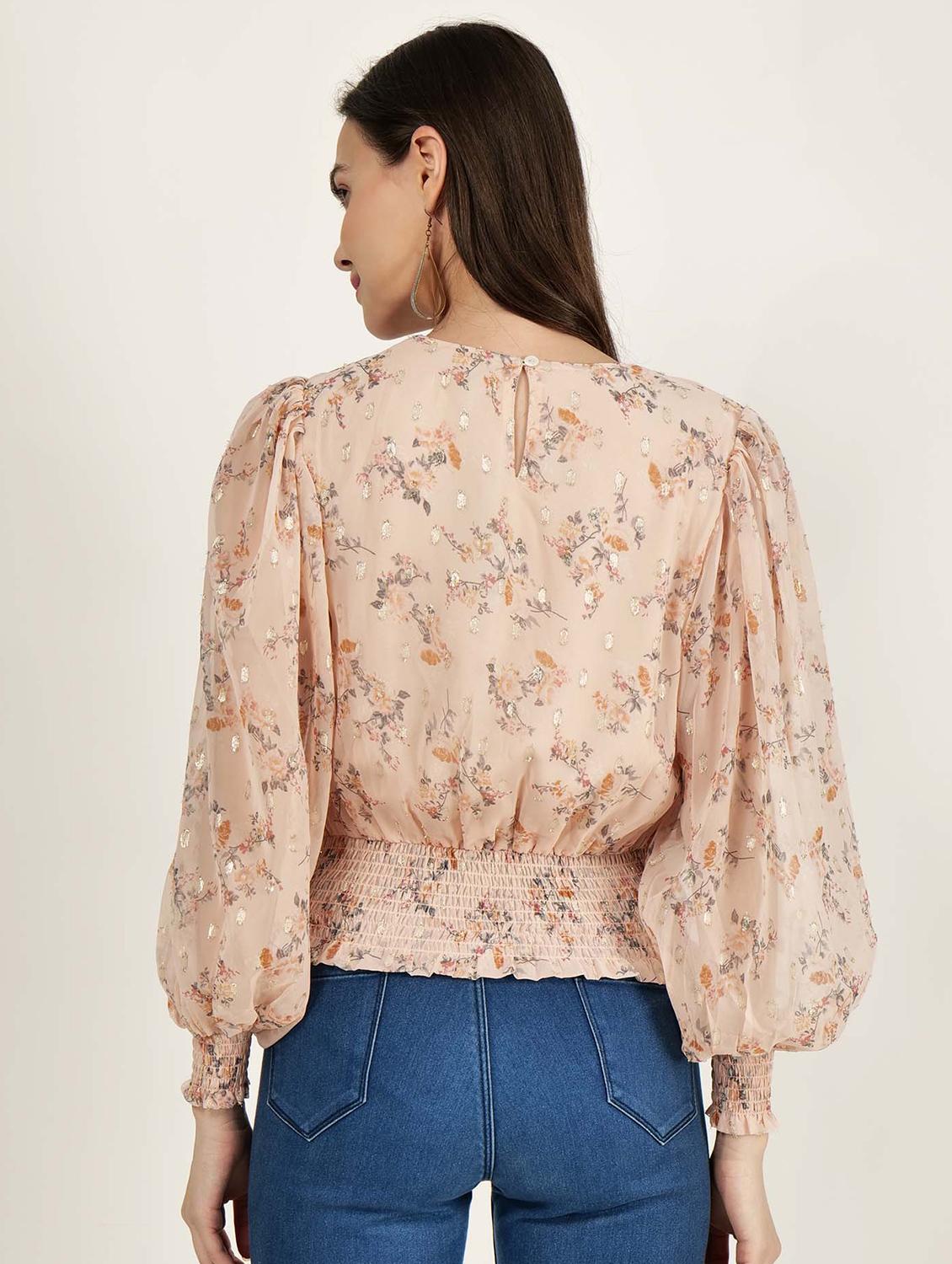 women florals printed puff sleeve top - 21693390 - Standard Image - 3