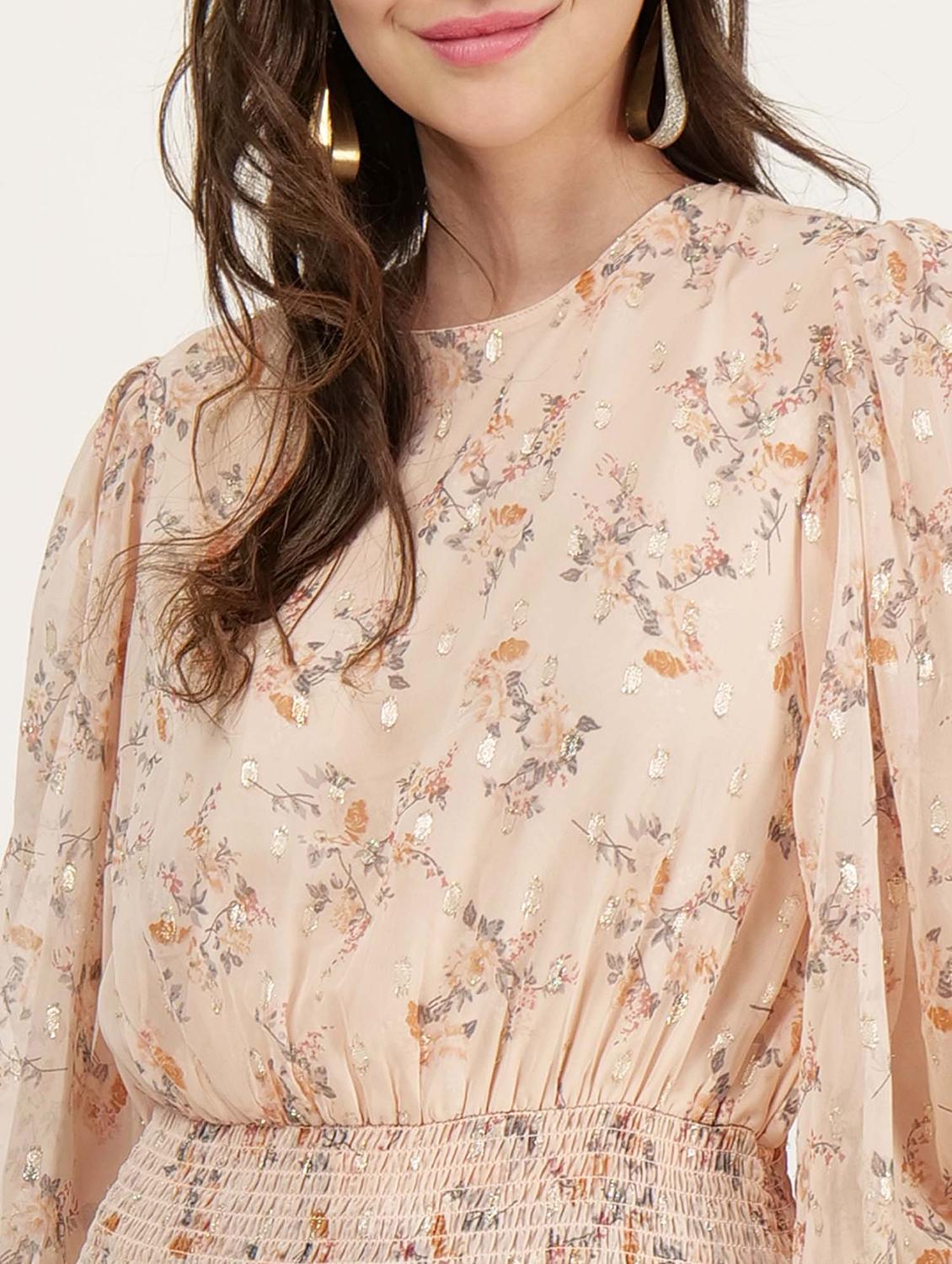 women florals printed puff sleeve top - 21693390 - Standard Image - 5