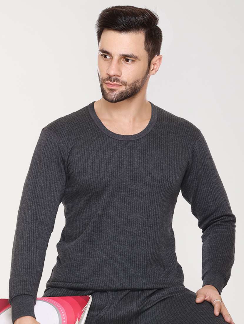 men solid full sleeve hermal top - 21693409 -  Standard Image - 3