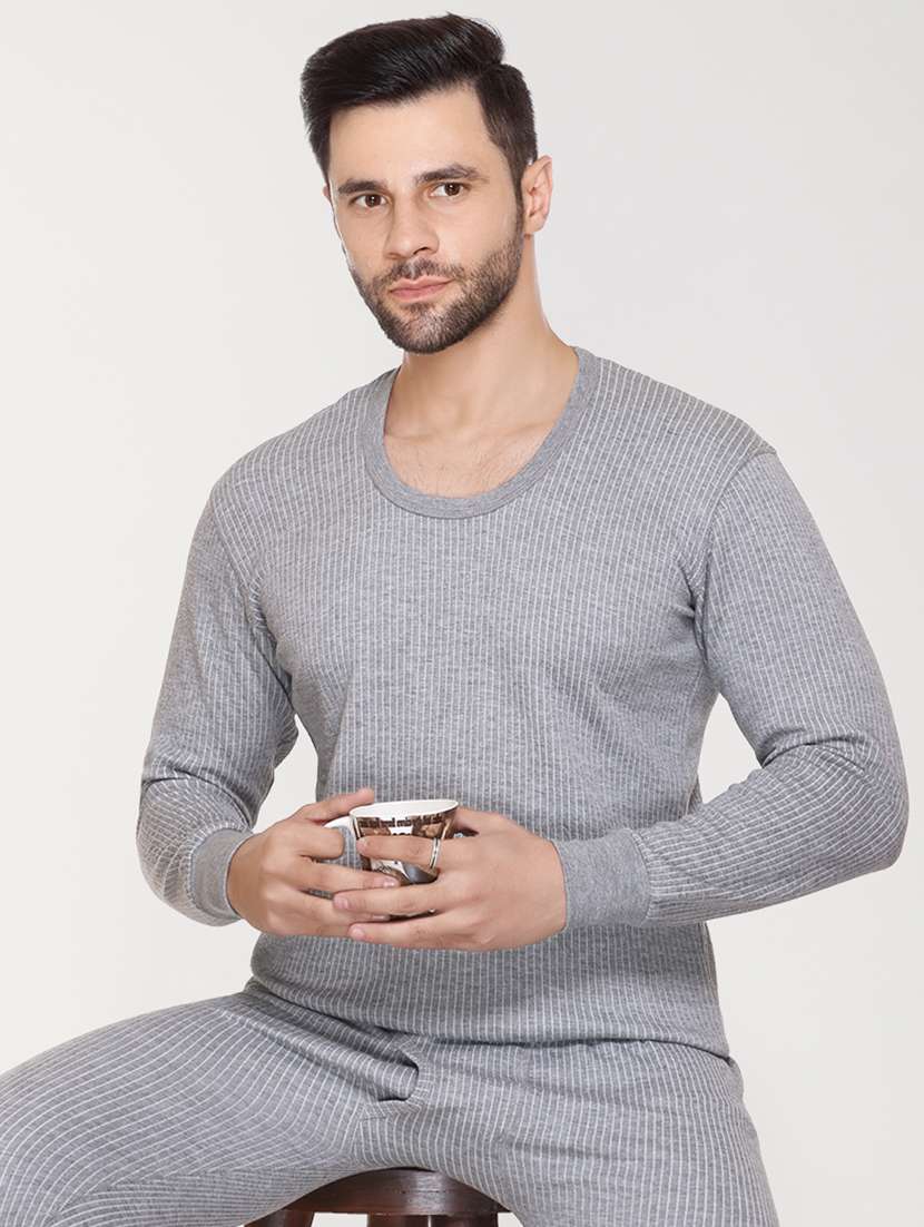 men solid full sleeve hermal top - 21693410 -  Standard Image - 3