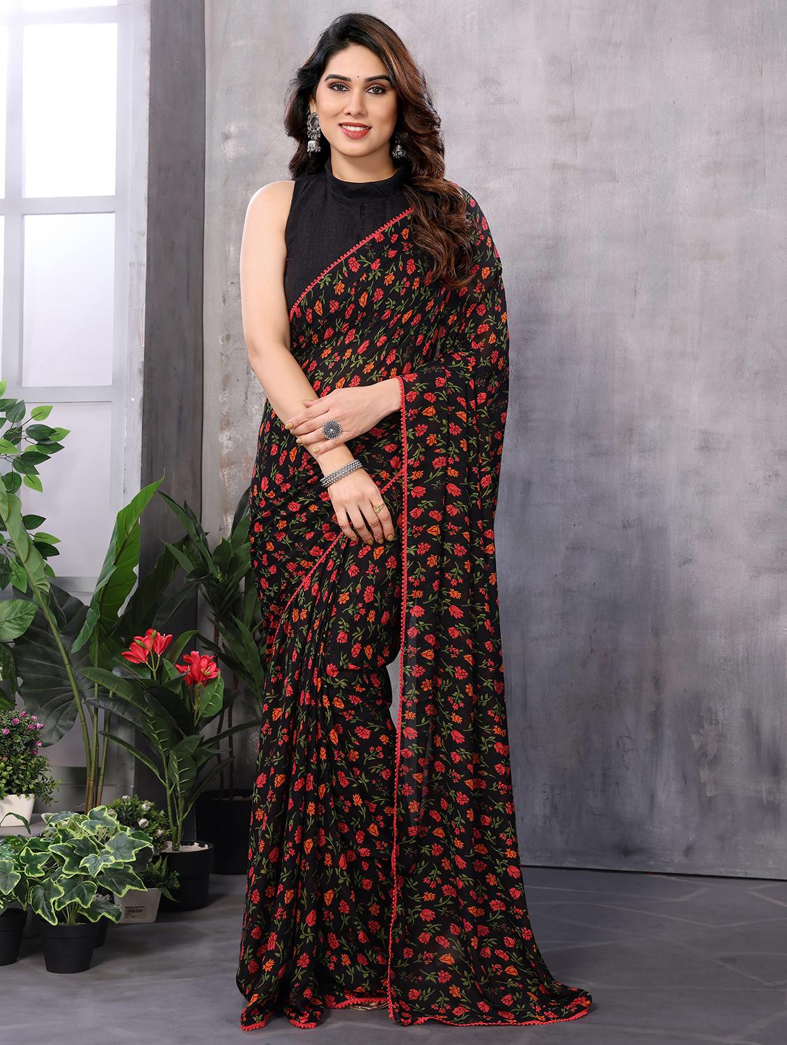 women floral printed ready to wear saree with blouse - 21693501 - Zoom Image - 0
