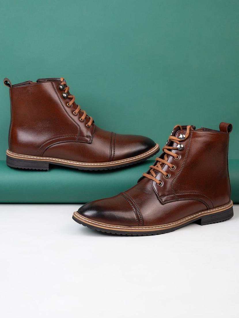 men brown lace up boots - 21693546 -  Zoom Image - 0