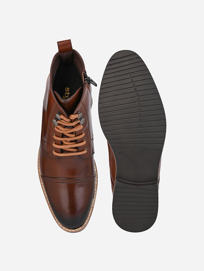men brown lace up boots - 21693546 - Standard Image - 5
