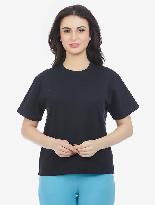 black cotton blend regular tshirt - 21693620 -  Standard Image - 0