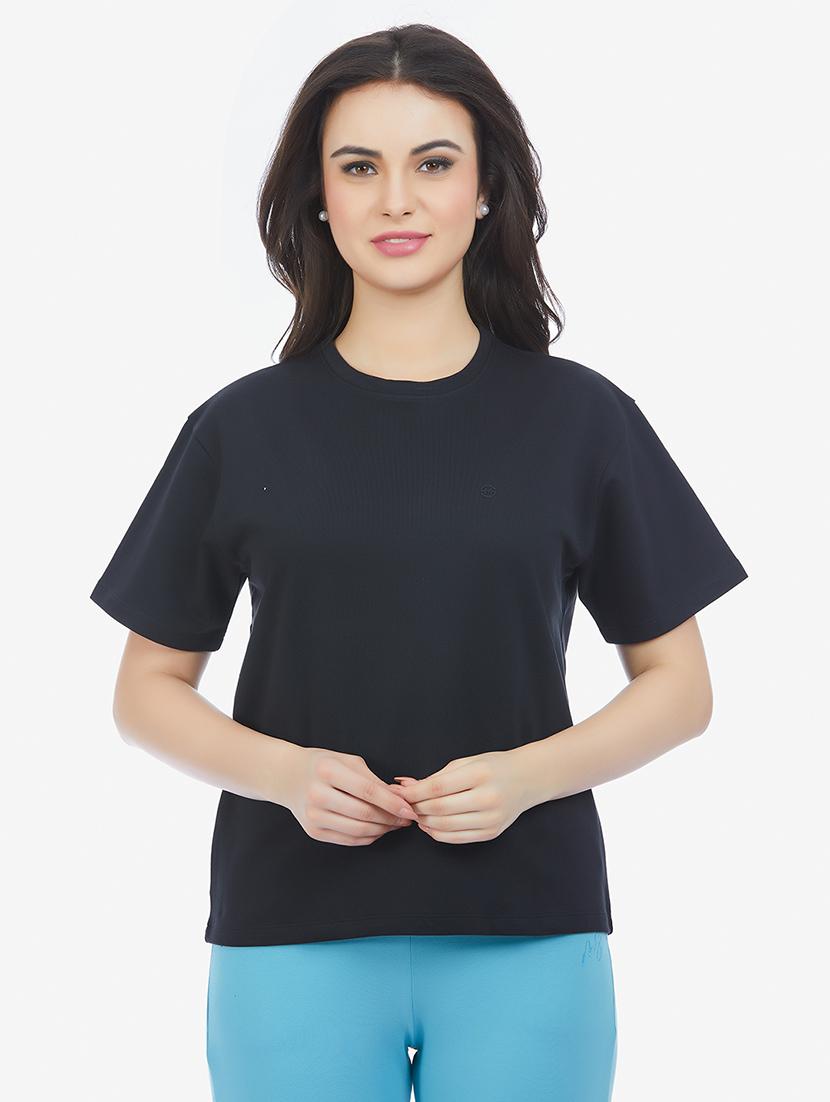 black cotton blend regular tshirt - 21693620 -  Zoom Image - 0