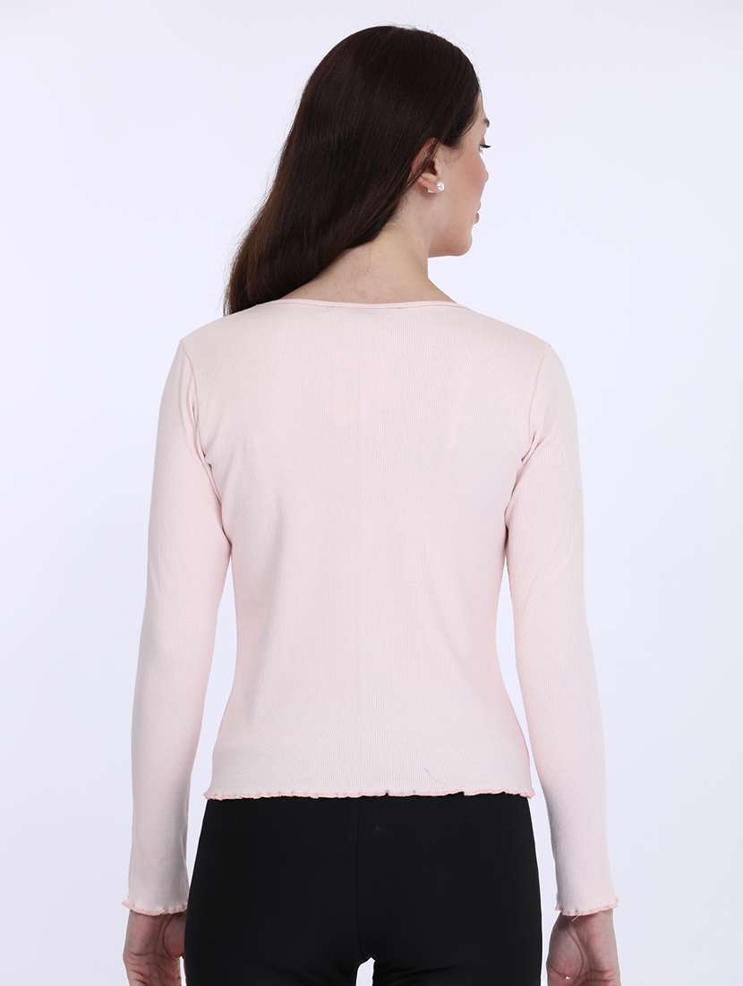 women solid long sleeve t-shirt - 21693629 -  Standard Image - 3