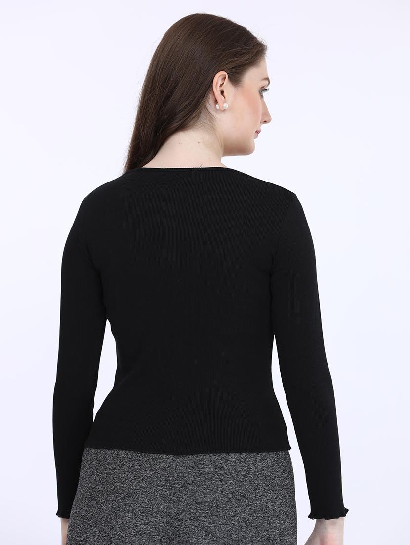 women solid long sleeve t-shirt - 21693630 - Standard Image - 3