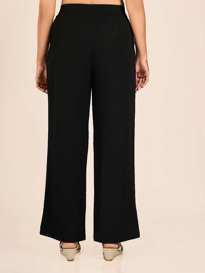 women solid wide leg trouser - 21693634 -  Standard Image - 3