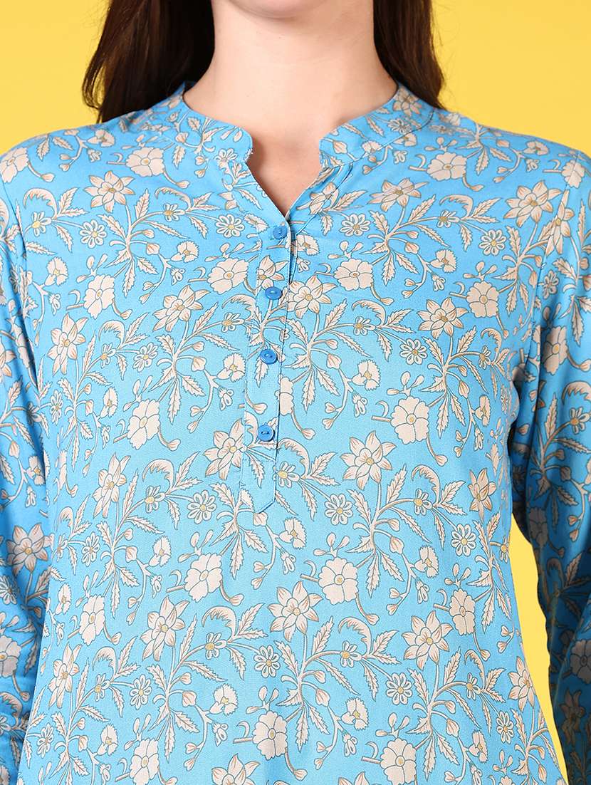 women mandarin neck floral printed straight kurta - 21693709 -  Standard Image - 5