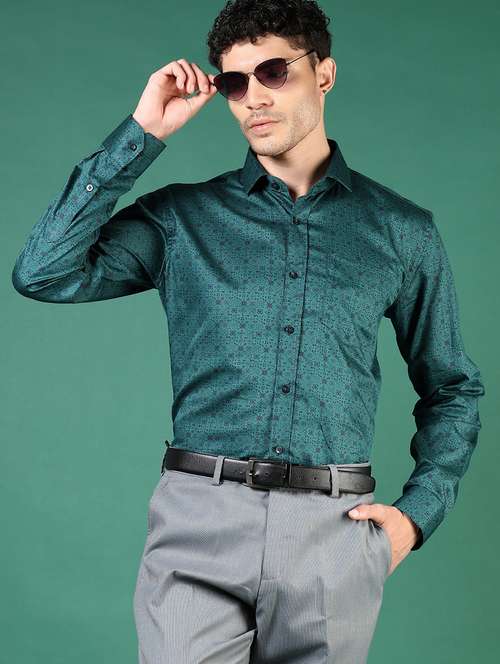 mem printed collared long sleeve casual shirt - 21693728 -  Standard Image - 0