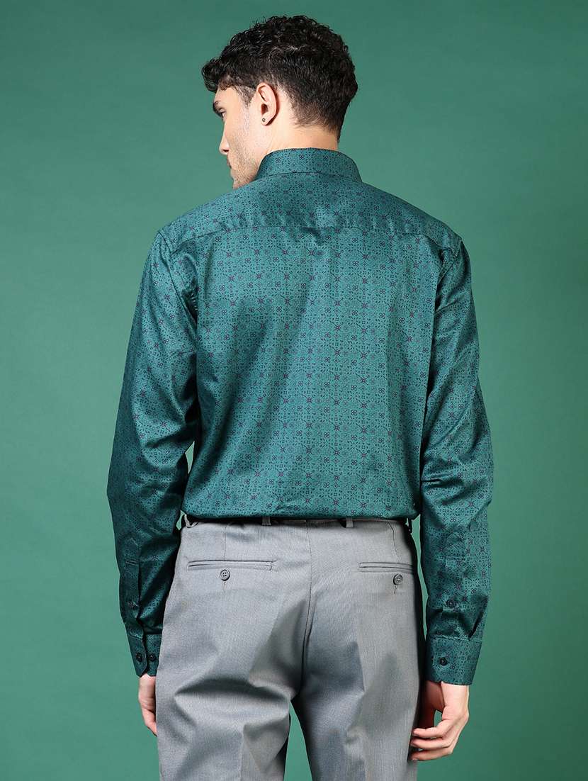 mem printed collared long sleeve casual shirt - 21693728 -  Standard Image - 3