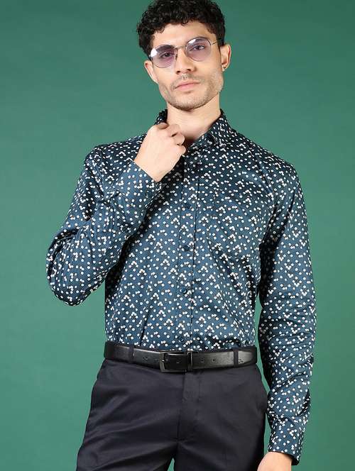mem printed collared long sleeve casual shirt - 21693729 -  Standard Image - 0