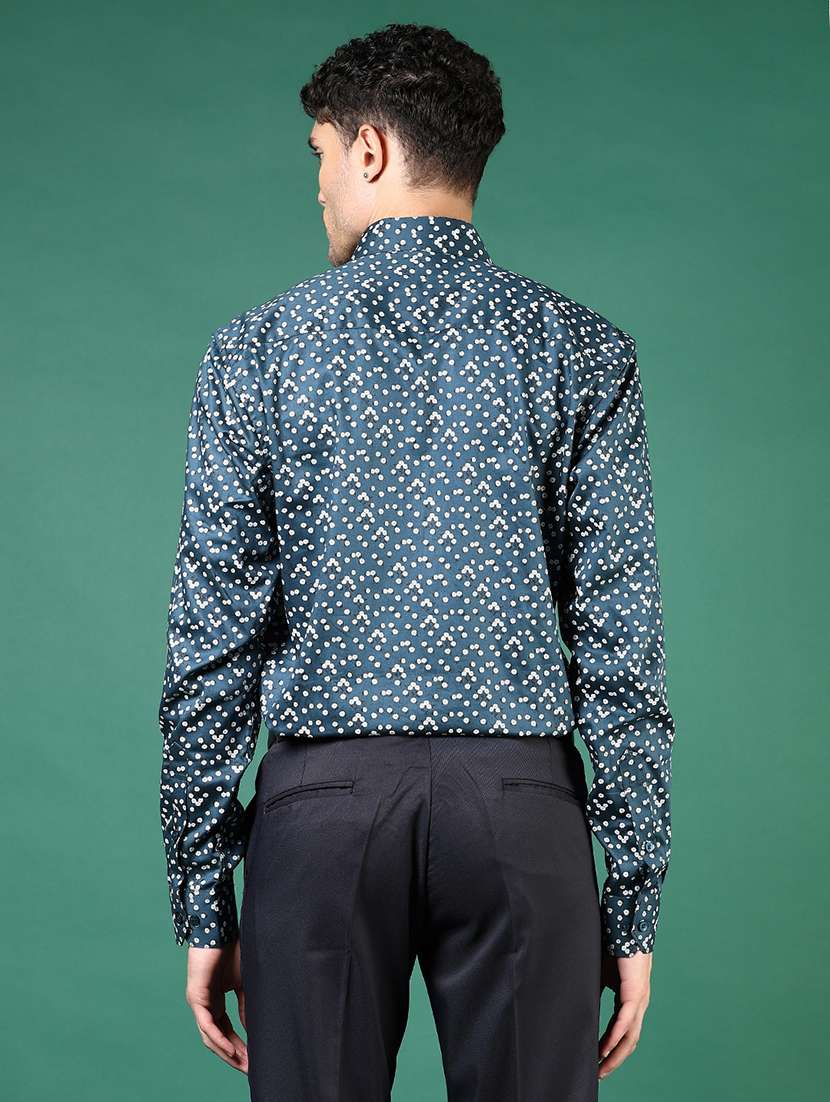 mem printed collared long sleeve casual shirt - 21693729 -  Standard Image - 3