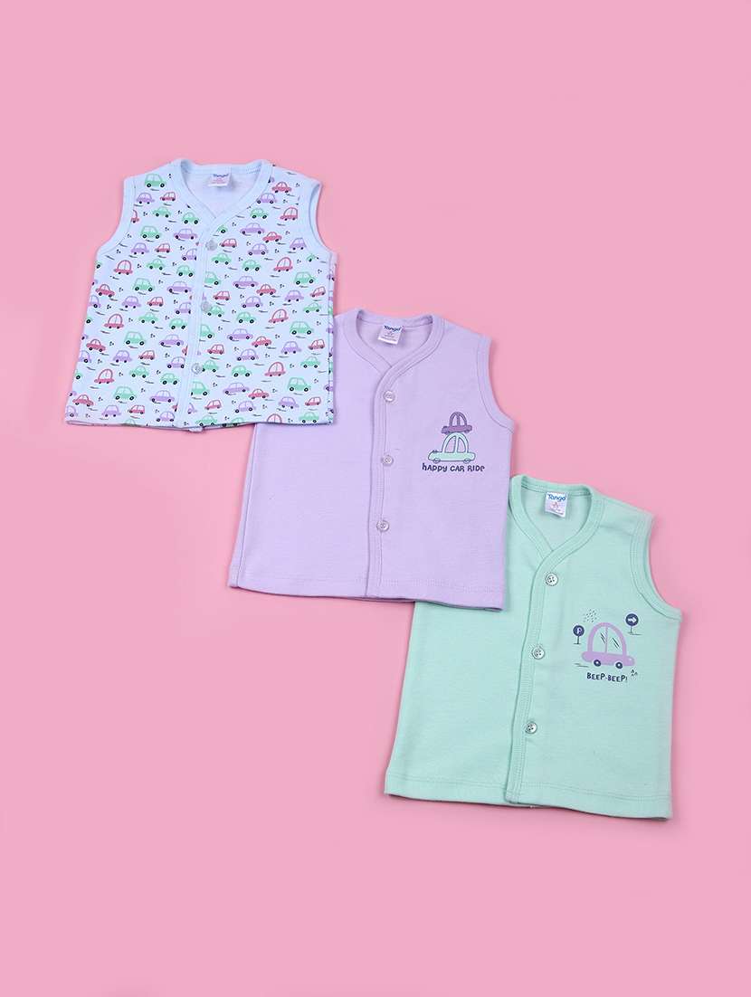 kids pack of 3 printed sleeveless t-shirt - 21693755 -  Zoom Image - 0
