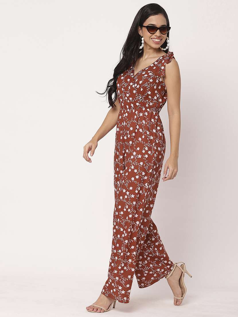 women floral printed v neck full leg jumpsuit - 21693977 -  Standard Image - 5